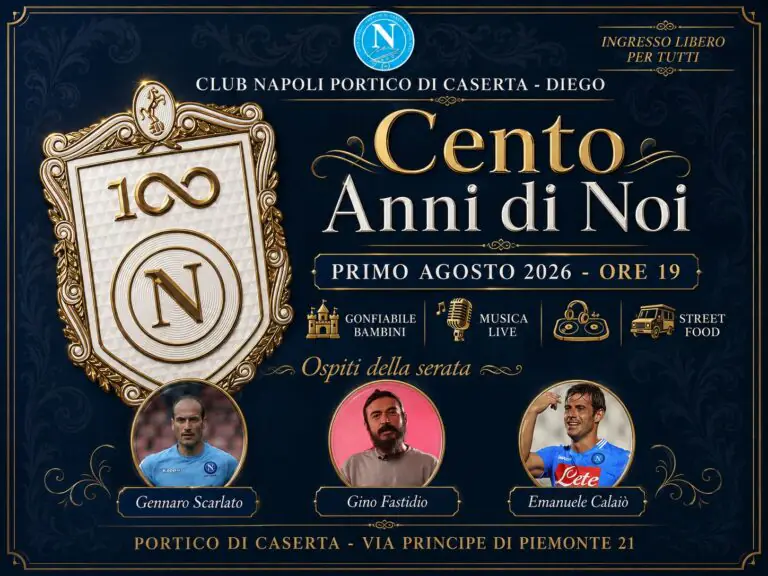 Portico celebra i cento anni del Napoli: una serata di festa tra sport, musica e spettacolo