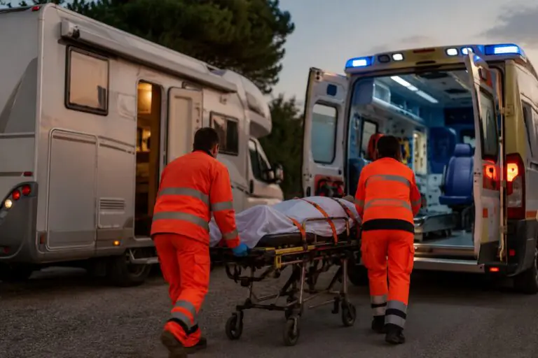 Cade dal camper, trasportato d’urgenza