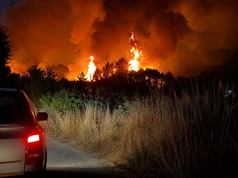 Incendio al confine tra 2 comuni, colonna di fumo visibile da lontano