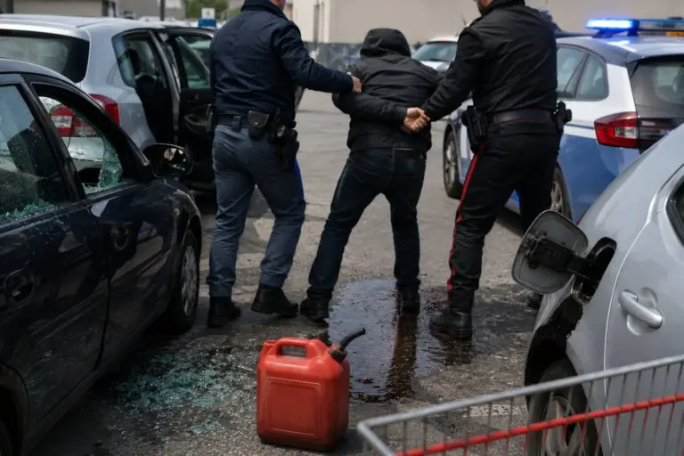 Cosparge di benzina auto con madre e figli dentro: choc nel parcheggio del supermercato
