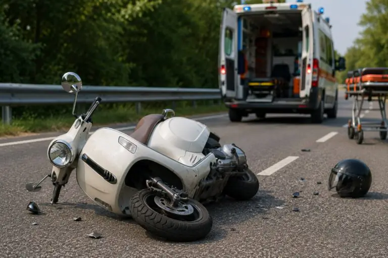 Sbanda e si schianta a terra con la vespa, choc sulla Provinciale
