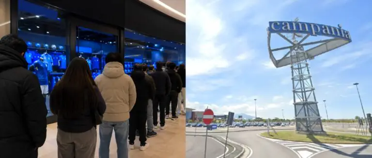 Centro Commerciale preso d’assalto, lunghe file per lo store del Napoli