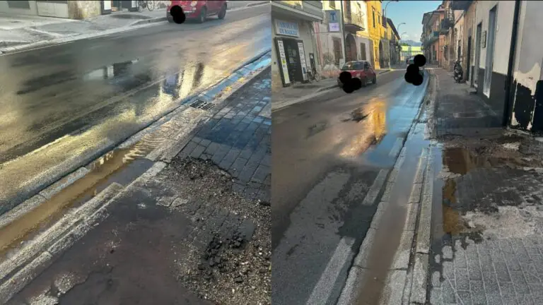 Perdita d’acqua in via Marte: strada allagata e disagi per residenti e automobilisti