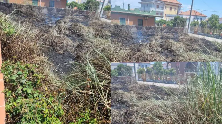 Terreno a fuoco nei pressi di abitazioni, disagi per i residenti