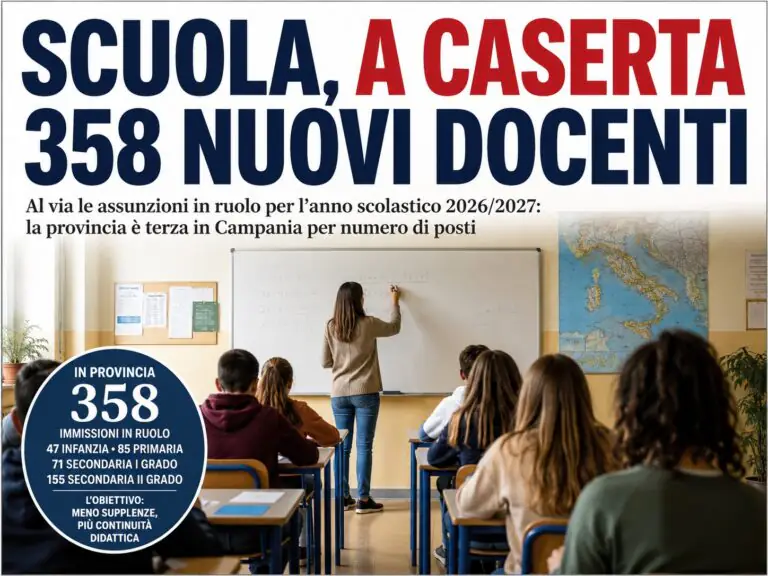 Scuola, 358 nuove assunzioni di docenti per il 2026/2027