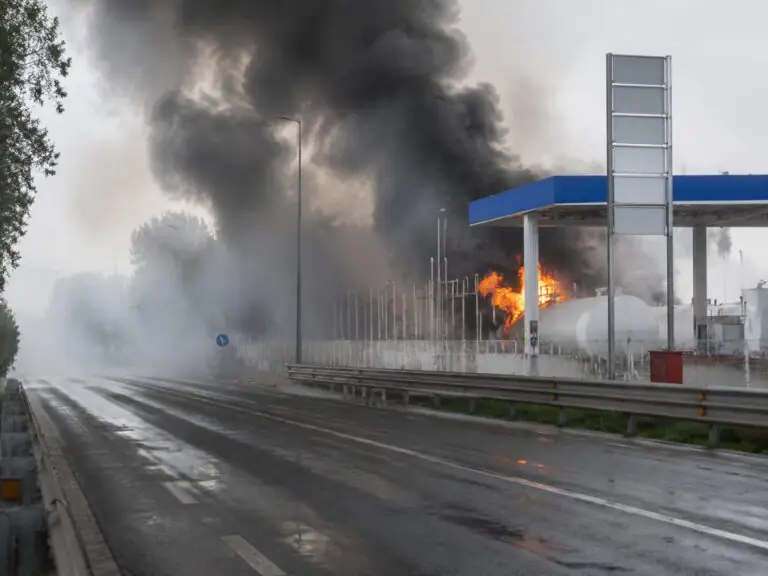 Incendio nel distributore nei pressi della Statale, piombano i pompieri