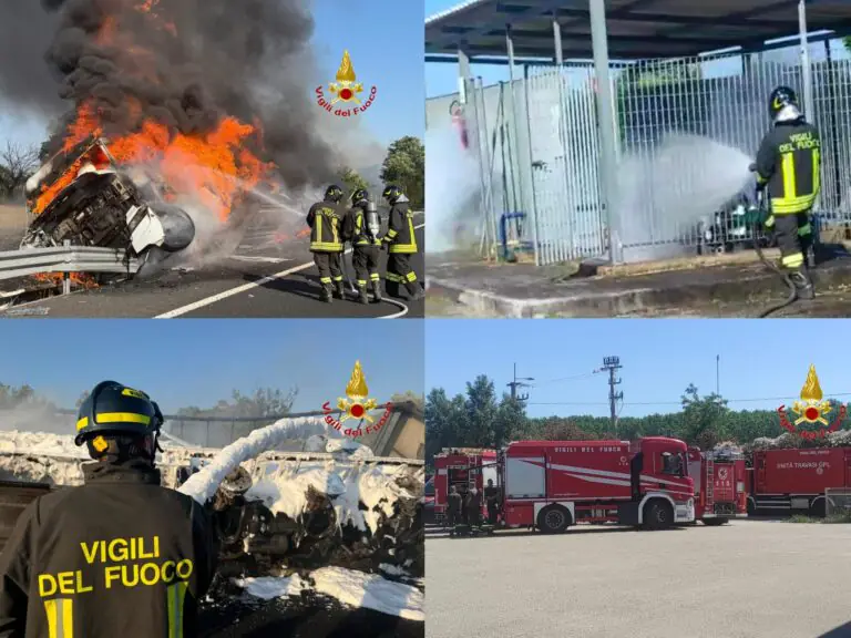 Dall’incendio al distributore al camion in fiamme sull’A1: pompieri impegnati in 27 interventi