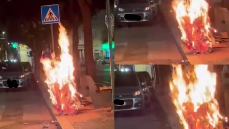 Appiccano rogo in piazza, paura e caos in centro