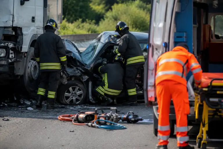 Auto contro camion, donna resta intrappolata