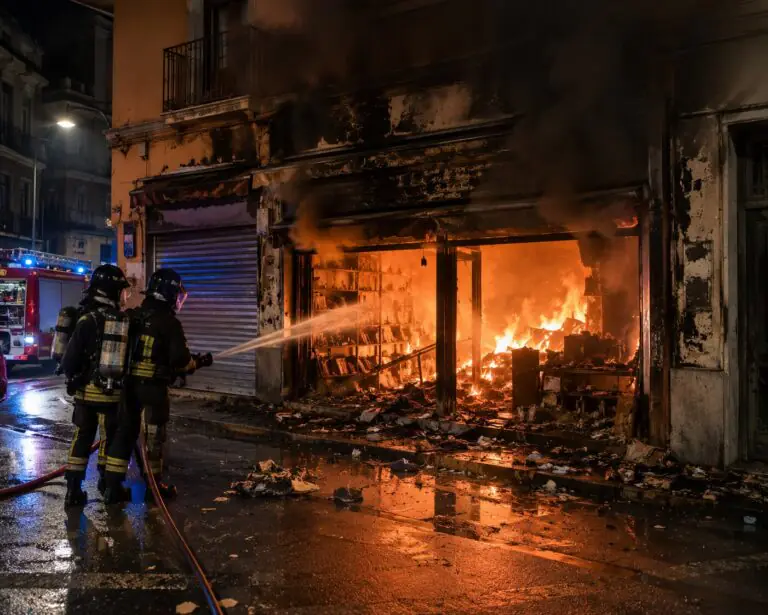 Storica cartoleria in fiamme, piombano i pompieri