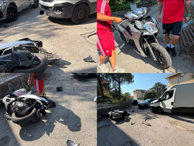 Furgone svolta e travolge scooter, 2 centauri sbalzati sull’asfalto