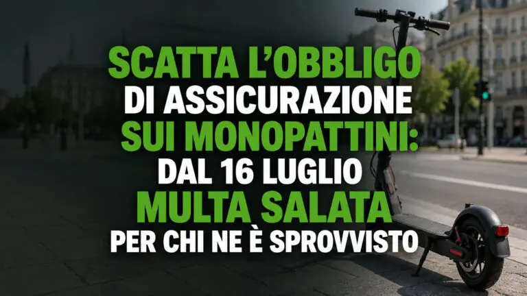 Scatta l’obbligo di assicurazione sui monopattini: dal 16 luglio multa salata per chi ne è sprovvisto