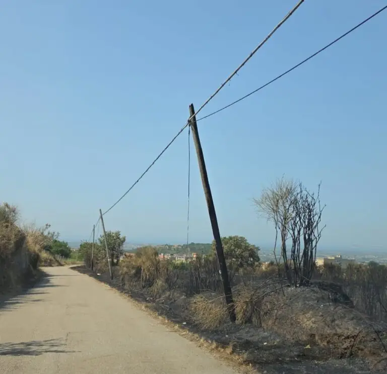 Incendio nella frazione, bruciati cavi e pali. Problemi con internet e telefono