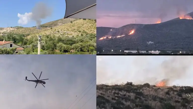 Monte in fiamme, in azione elicottero