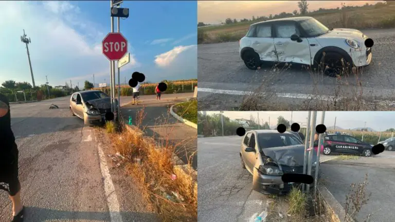 Incidente all’incrocio, auto finisce contro marciapiede dopo impatto