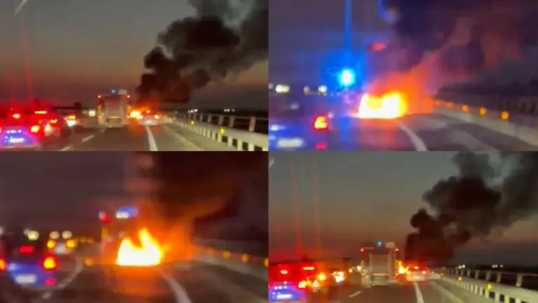 Auto in fiamme all’improvviso, paura e disagi sulla Statale