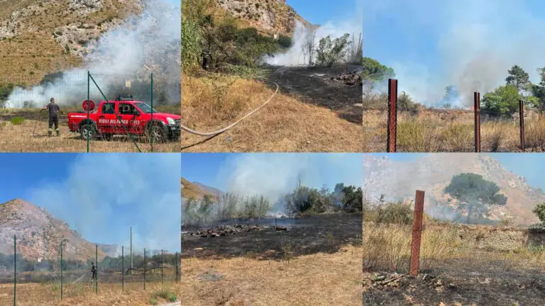 Rogo ai piedi del monte, pompieri in azione