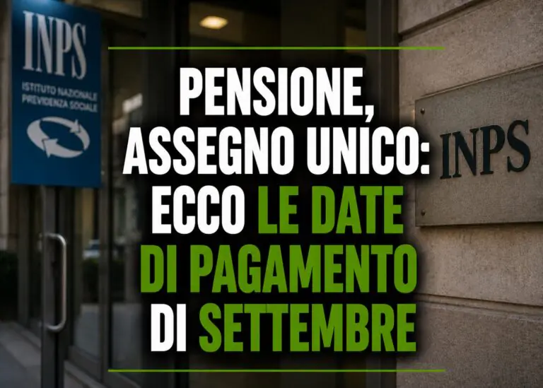 Pensione, assegno unico: ecco le date di pagamento di settembre