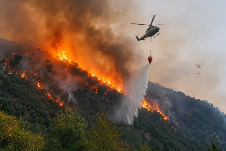 Monte a fuoco, fiamme nei pressi della abitazioni. Elicotteri in azione