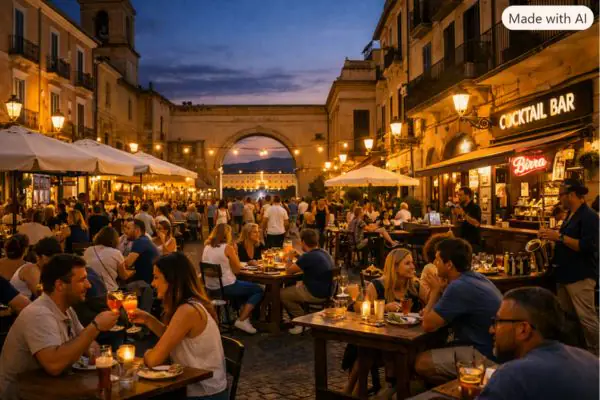 vie colme di persone per la movida a Caserta