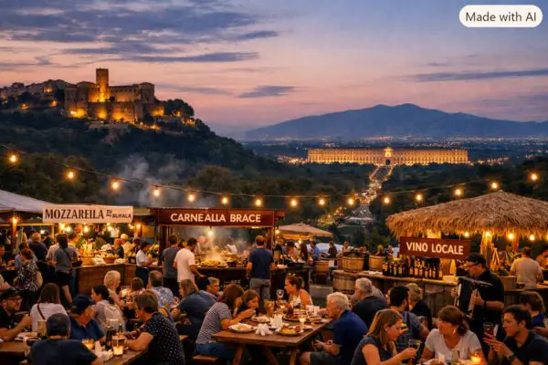 piazza con persone che festeggiano le sagre