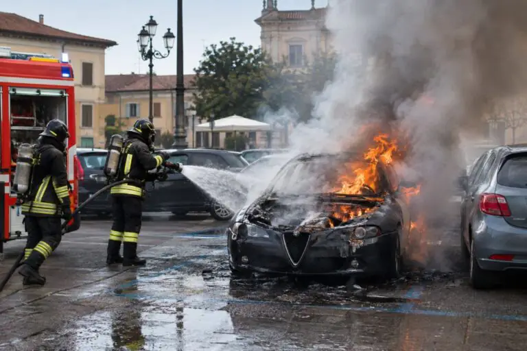 Auto a fuoco all’improvviso, paura in piazza