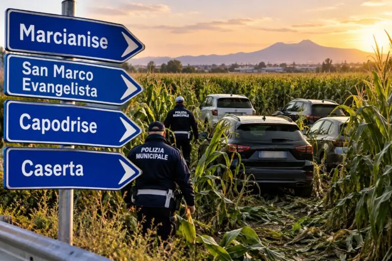 Blitz della Polizia Municipale: trovate auto rubate in un campo di granturco