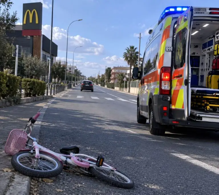 Investe una bimba in bici e scappa, choc in strada