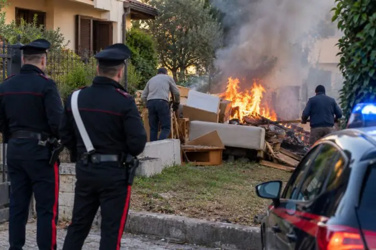 Danno fuoco a mobili nel giardino del Parco Residenziale, arrivano i carabinieri