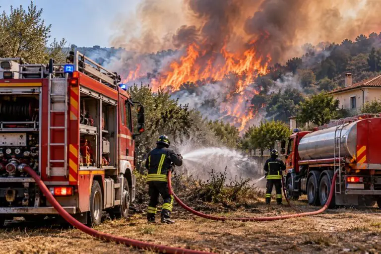 Vasto incendio in campagna, fiamme minacciano case