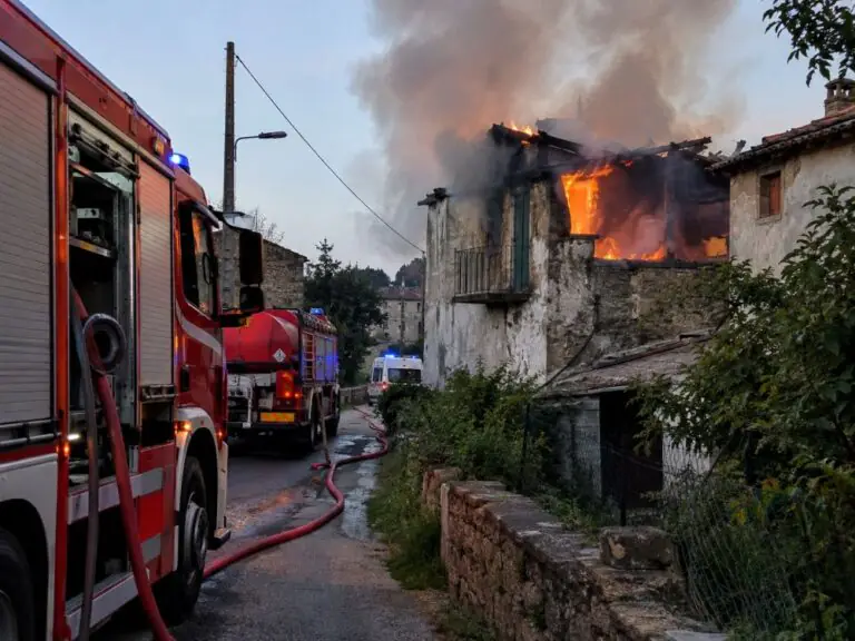 Casa a fuoco, proprietario si sente male. Ambulanza e pompieri sul posto