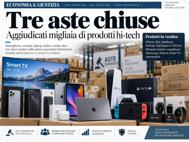 Tre aste per il magazzino: aggiudicati elettronica ed elettrodomestici