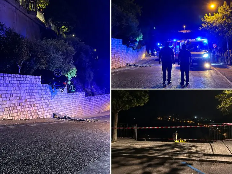 Auto precipita dal parcheggio panoramico durante i festeggiamenti patronali