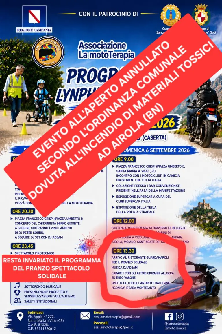 Rogo di Airola, annullato il Lynphis Ride 2026: stop alla decima edizione prevista a Santa Maria a Vico
