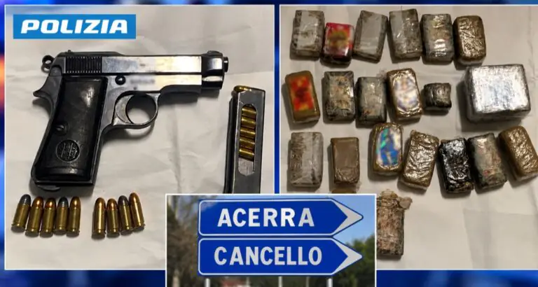 Chili di droga e pistola nel parco condominiale, blitz della polizia