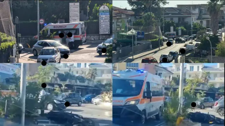 Ragazza cade a terra con lo scooter, paura all’incrocio