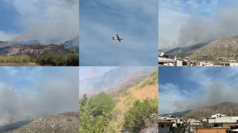 Vasto incendio sul monte, elicotteri e canadair in azione