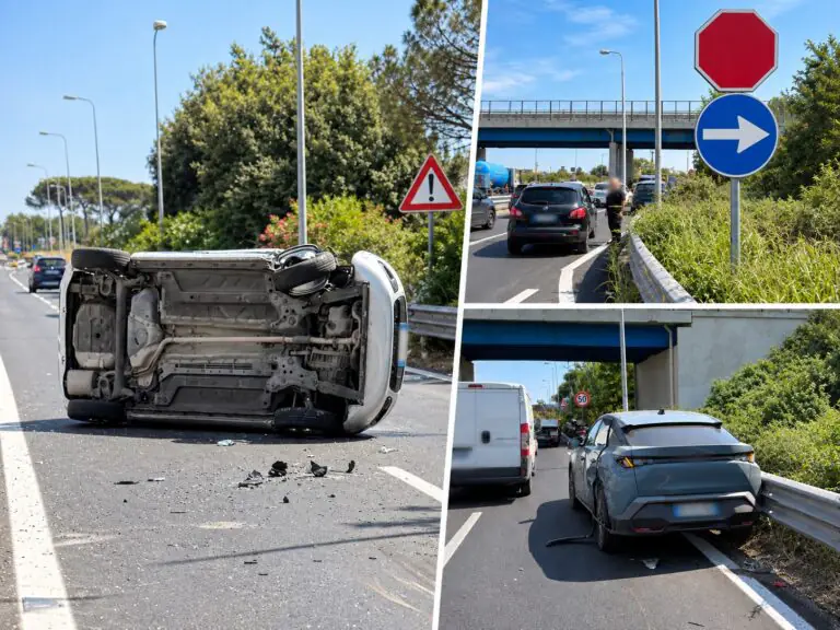 Schianto sull’Asse Mediano, Panda si ribalta più volte: conducente trasportato d’urgenza
