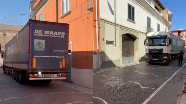 Tir si ritrova nel centro storico e resta bloccato
