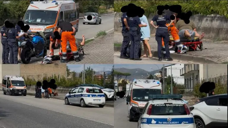 Auto travolge moto, centauro sbalzato sull’asfalto
