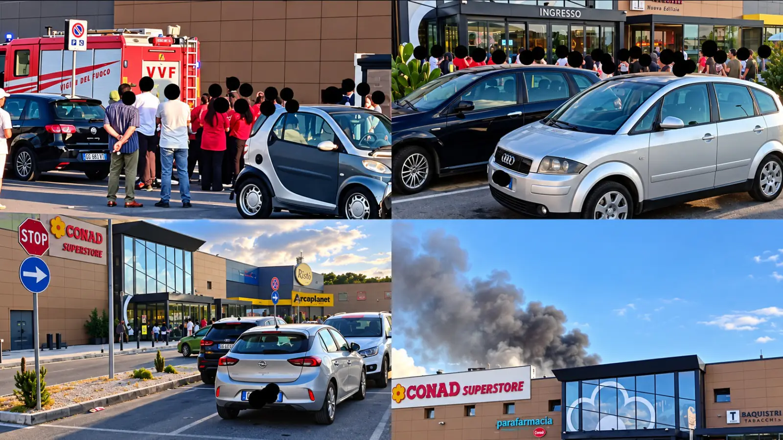 Incendio sul tetto del Maximall a Capodrise