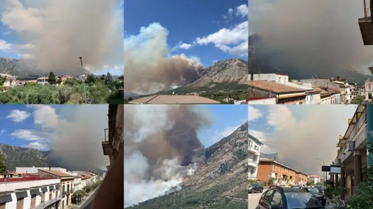Maxi rogo sul monte: fumo sovrasta la città