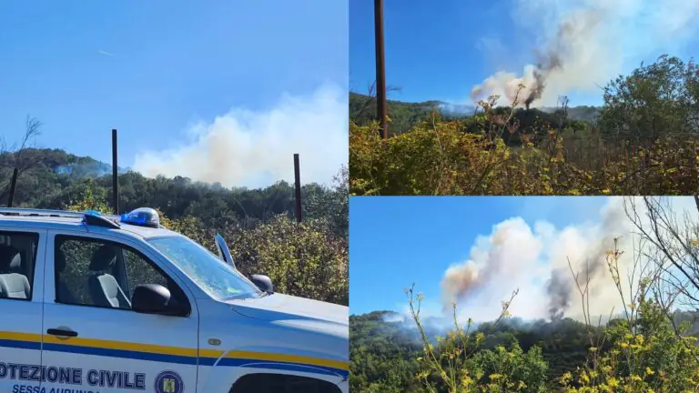 Ex discarica in fiamme, Protezione Civile e Forestale sul posto