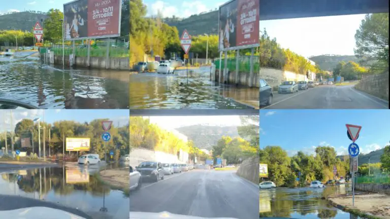 Bomba d’acqua, strade allagate nei pressi dello stadio. Traffico in tilt