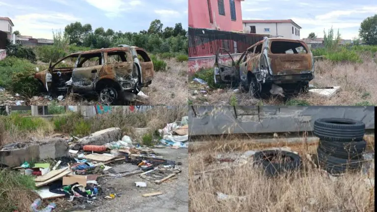 Scoperta discarica a cielo aperto, spunta auto cannibalizzata e bruciata