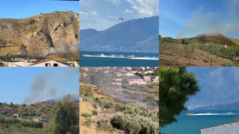 Monte a fuoco, fiamme minacciano abitazioni. Canadair in azione