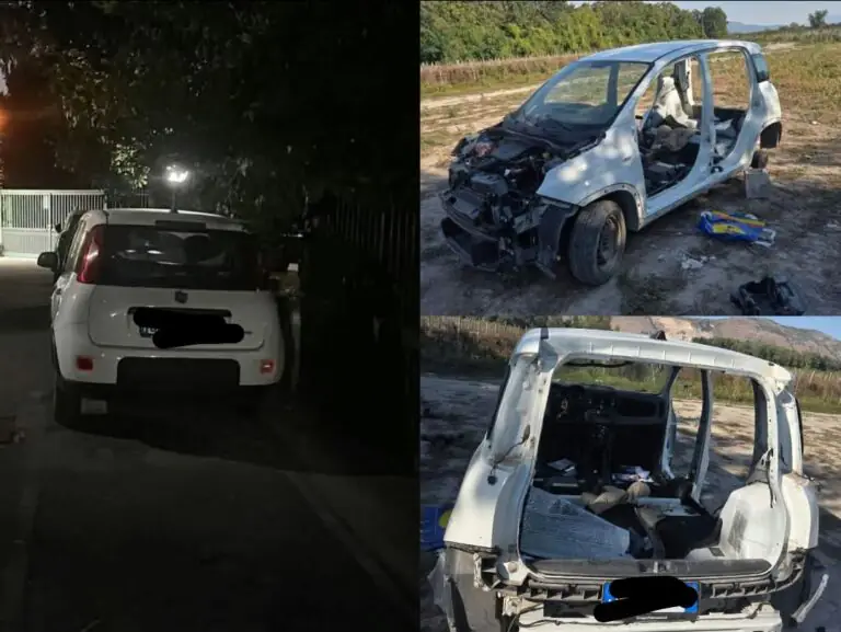 Auto rubata nei pressi del Centro Commerciale, ritrovata “cannibalizzata”