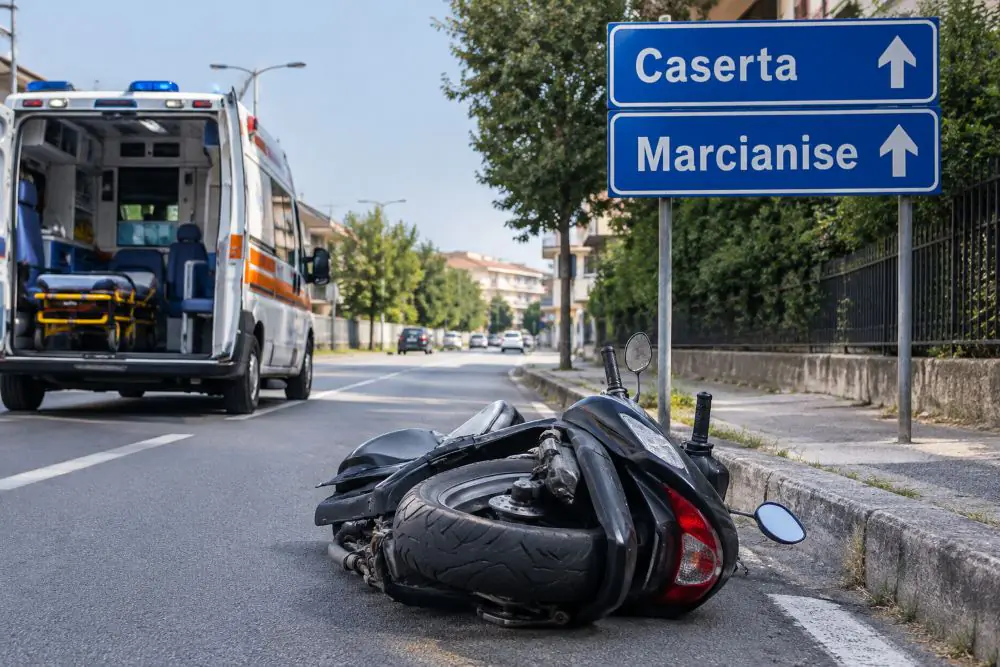 Intervento dei soccorsi dopo un incidente con scooter a Marcianise