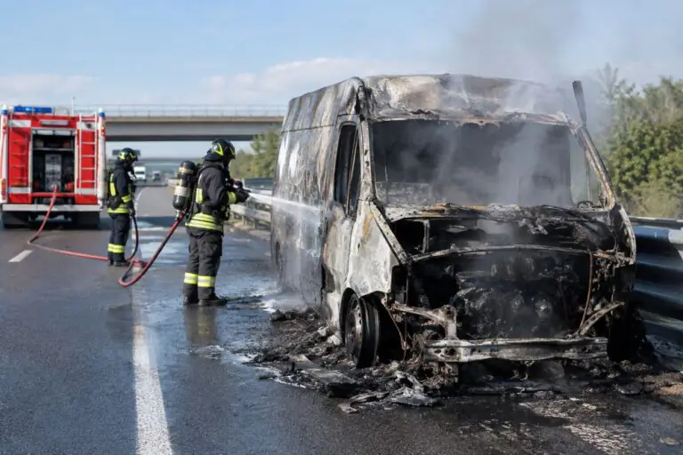 Furgone a fuoco all’improvviso in autostrada, pompieri sul posto