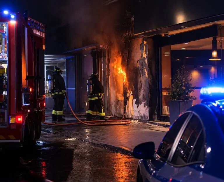 Da fuoco a un locale, piombano pompieri e Polizia